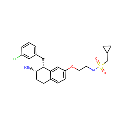 N[C@H]1CCc2ccc(OCCNS(=O)(=O)CC3CC3)cc2[C@H]1Cc1cccc(Cl)c1 ZINC000088261147