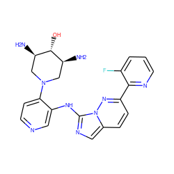 N[C@H]1CN(c2ccncc2Nc2ncc3ccc(-c4ncccc4F)nn23)C[C@@H](N)[C@@H]1O ZINC001772639806