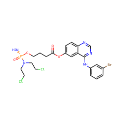 N[P@](=O)(OCCCC(=O)Oc1ccc2ncnc(Nc3cccc(Br)c3)c2c1)N(CCCl)CCCl ZINC001772583791