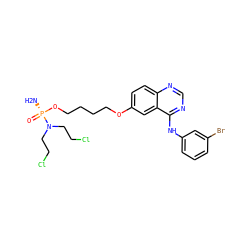 N[P@](=O)(OCCCCOc1ccc2ncnc(Nc3cccc(Br)c3)c2c1)N(CCCl)CCCl ZINC000207567502