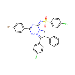 NC(=N/C(=N/S(=O)(=O)c1ccc(Cl)cc1)N1C[C@H](c2ccccc2)C(c2ccc(Cl)cc2)=N1)c1ccc(Br)cc1 ZINC001772578607