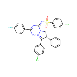 NC(=N/C(=N/S(=O)(=O)c1ccc(Cl)cc1)N1C[C@H](c2ccccc2)C(c2ccc(Cl)cc2)=N1)c1ccc(F)cc1 ZINC001772623532