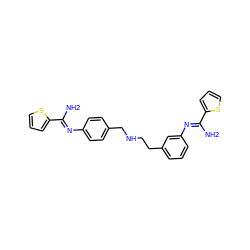 NC(=Nc1ccc(CNCCc2cccc(N=C(N)c3cccs3)c2)cc1)c1cccs1 ZINC001772574494