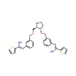 NC(=Nc1cccc(COC[C@H]2NCC[C@@H]2OCc2cccc(N=C(N)c3cccs3)c2)c1)c1cccs1 ZINC001772590338