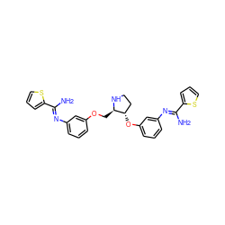 NC(=Nc1cccc(OC[C@H]2NCC[C@@H]2Oc2cccc(N=C(N)c3cccs3)c2)c1)c1cccs1 ZINC001772610992