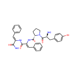 NC(=O)/C(=C/c1ccccc1)NC(=O)/C(=C/c1ccccc1)NC(=O)[C@@H]1CCCN1C(=O)[C@@H](N)Cc1ccc(O)cc1 ZINC000053227601