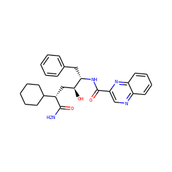 NC(=O)[C@@H](C[C@H](O)[C@H](Cc1ccccc1)NC(=O)c1cnc2ccccc2n1)C1CCCCC1 ZINC000026268597