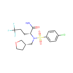 NC(=O)[C@@H](CCC(F)(F)F)N(C[C@@H]1CCOC1)S(=O)(=O)c1ccc(Cl)cc1 ZINC000073196426