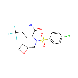 NC(=O)[C@@H](CCC(F)(F)F)N(C[C@H]1CCO1)S(=O)(=O)c1ccc(Cl)cc1 ZINC000073169550