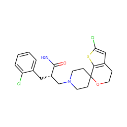 NC(=O)[C@@H](Cc1ccccc1Cl)CN1CCC2(CC1)OCCc1cc(Cl)sc12 ZINC000084731586