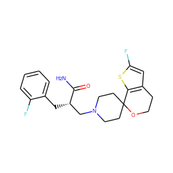 NC(=O)[C@@H](Cc1ccccc1F)CN1CCC2(CC1)OCCc1cc(F)sc12 ZINC000084739632