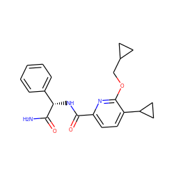 NC(=O)[C@@H](NC(=O)c1ccc(C2CC2)c(OCC2CC2)n1)c1ccccc1 ZINC000150035083