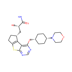 NC(=O)[C@@H](O)C[C@H]1CCc2sc3ncnc(O[C@H]4CC[C@@H](N5CCOCC5)CC4)c3c21 ZINC000147374004