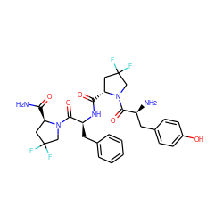 NC(=O)[C@@H]1CC(F)(F)CN1C(=O)[C@H](Cc1ccccc1)NC(=O)[C@@H]1CC(F)(F)CN1C(=O)[C@@H](N)Cc1ccc(O)cc1 ZINC000653799681