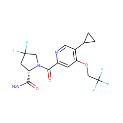 NC(=O)[C@@H]1CC(F)(F)CN1C(=O)c1cc(OCC(F)(F)F)c(C2CC2)cn1 ZINC000146422068