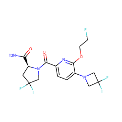 NC(=O)[C@@H]1CC(F)(F)CN1C(=O)c1ccc(N2CC(F)(F)C2)c(OCCF)n1 ZINC000146487322