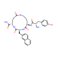NC(=O)[C@@H]1CCC(=O)NCCC[C@@H](NC(=O)[C@@H](N)Cc2ccc(O)cc2)C(=O)N[C@@H](Cc2ccc3ccccc3c2)C(=O)N1 ZINC000026831854