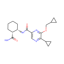 NC(=O)[C@@H]1CCCC[C@@H]1NC(=O)c1cnc(C2CC2)c(OCC2CC2)n1 ZINC000219204561