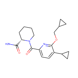 NC(=O)[C@@H]1CCCCN1C(=O)c1ccc(C2CC2)c(OCC2CC2)n1 ZINC000146439889