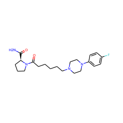 NC(=O)[C@@H]1CCCN1C(=O)CCCCCN1CCN(c2ccc(F)cc2)CC1 ZINC000169310358