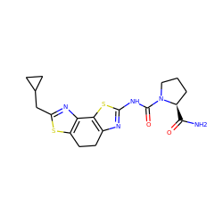 NC(=O)[C@@H]1CCCN1C(=O)Nc1nc2c(s1)-c1nc(CC3CC3)sc1CC2 ZINC000144962878