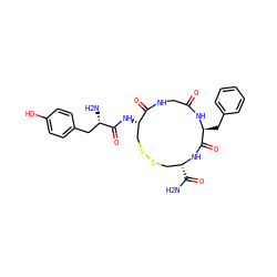 NC(=O)[C@@H]1CSSC[C@H](NC(=O)[C@@H](N)Cc2ccc(O)cc2)C(=O)NCC(=O)N[C@@H](Cc2ccccc2)C(=O)N1 ZINC000036216399