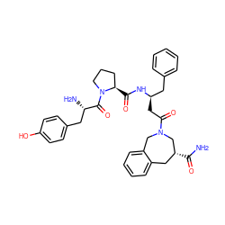 NC(=O)[C@@H]1Cc2ccccc2CN(C(=O)C[C@H](Cc2ccccc2)NC(=O)[C@@H]2CCCN2C(=O)[C@@H](N)Cc2ccc(O)cc2)C1 ZINC000096921275