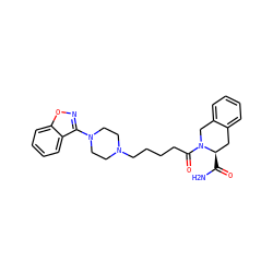 NC(=O)[C@@H]1Cc2ccccc2CN1C(=O)CCCCN1CCN(c2noc3ccccc23)CC1 ZINC000169310388