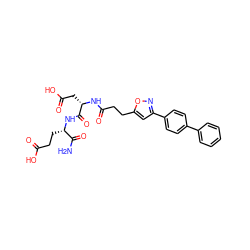 NC(=O)[C@H](CCC(=O)O)NC(=O)[C@H](CC(=O)O)NC(=O)CCc1cc(-c2ccc(-c3ccccc3)cc2)no1 ZINC000169701546