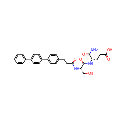 NC(=O)[C@H](CCC(=O)O)NC(=O)[C@H](CO)NC(=O)CCc1ccc(-c2ccc(-c3ccccc3)cc2)cc1 ZINC000144419252