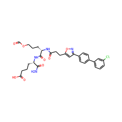 NC(=O)[C@H](CCCC(=O)O)NC(=O)[C@H](CCCOC=O)NC(=O)CCc1cc(-c2ccc(-c3cccc(Cl)c3)cc2)no1 ZINC000169701543