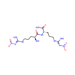 NC(=O)[C@H](CCCN/C(N)=N/[N+](=O)[O-])NC(=O)[C@@H](N)CCCN/C(N)=N/[N+](=O)[O-] ZINC000013799763