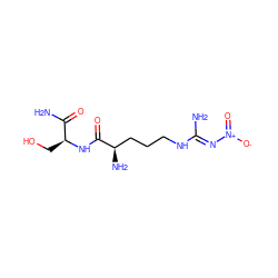 NC(=O)[C@H](CO)NC(=O)[C@H](N)CCCN/C(N)=N/[N+](=O)[O-] ZINC000013799770