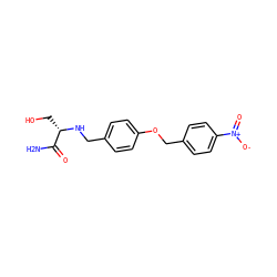 NC(=O)[C@H](CO)NCc1ccc(OCc2ccc([N+](=O)[O-])cc2)cc1 ZINC000028711476
