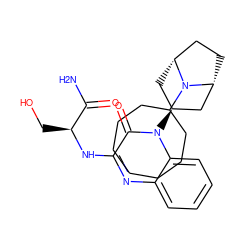 NC(=O)[C@H](CO)Nc1nc2ccccc2n([C@H]2C[C@@H]3CC[C@H](C2)N3C2CCCCCCC2)c1=O ZINC000114709373