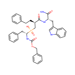 NC(=O)[C@H](Cc1c[nH]c2ccccc12)NC(=O)[C@H](CCc1ccccc1)C[P@](=O)(O)[C@@H](Cc1ccccc1)NC(=O)OCc1ccccc1 ZINC000026579081