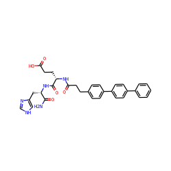 NC(=O)[C@H](Cc1c[nH]cn1)NC(=O)[C@H](CCC(=O)O)NC(=O)CCc1ccc(-c2ccc(-c3ccccc3)cc2)cc1 ZINC000144380812