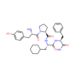 NC(=O)[C@H](Cc1ccccc1)NC(=O)[C@H](CC1CCCCC1)NC(=O)[C@@H]1CCCN1C(=O)[C@@H](N)Cc1ccc(O)cc1 ZINC000028713944