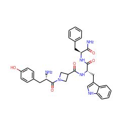 NC(=O)[C@H](Cc1ccccc1)NC(=O)[C@H](Cc1c[nH]c2ccccc12)NC(=O)C1CN(C(=O)[C@@H](N)Cc2ccc(O)cc2)C1 ZINC000058589872