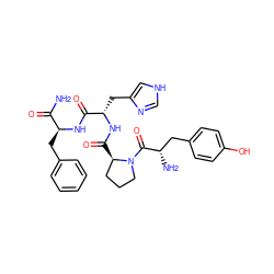 NC(=O)[C@H](Cc1ccccc1)NC(=O)[C@H](Cc1c[nH]cn1)NC(=O)[C@@H]1CCCN1C(=O)[C@@H](N)Cc1ccc(O)cc1 ZINC000096318536