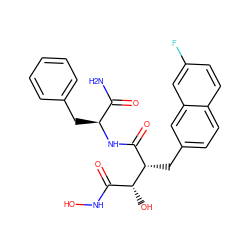 NC(=O)[C@H](Cc1ccccc1)NC(=O)[C@H](Cc1ccc2ccc(F)cc2c1)[C@H](O)C(=O)NO ZINC000026938937