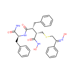 NC(=O)[C@H](Cc1ccccc1)NC(=O)[C@H](Cc1ccccc1)[C@H](CSC/C(=N\O)c1ccccc1)C(=O)NO ZINC000027078970