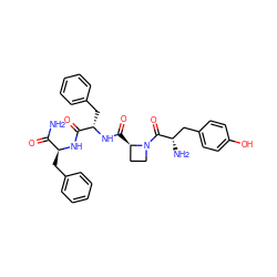 NC(=O)[C@H](Cc1ccccc1)NC(=O)[C@H](Cc1ccccc1)NC(=O)[C@@H]1CCN1C(=O)[C@@H](N)Cc1ccc(O)cc1 ZINC000070631569