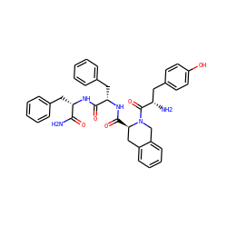 NC(=O)[C@H](Cc1ccccc1)NC(=O)[C@H](Cc1ccccc1)NC(=O)[C@@H]1Cc2ccccc2CN1C(=O)[C@@H](N)Cc1ccc(O)cc1 ZINC000067854208