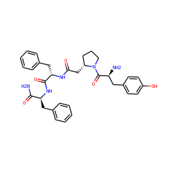 NC(=O)[C@H](Cc1ccccc1)NC(=O)[C@H](Cc1ccccc1)NC(=O)C[C@@H]1CCCN1C(=O)[C@@H](N)Cc1ccc(O)cc1 ZINC000064470219