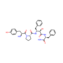 NC(=O)[C@H](Cc1ccccc1)NC(=O)[C@H](O)[C@H](Cc1ccccc1)NC(=O)[C@@H]1CCCN1C(=O)[C@@H](N)Cc1ccc(O)cc1 ZINC000299870681