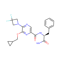 NC(=O)[C@H](Cc1ccccc1)NC(=O)c1cnc(N2CC(F)(F)C2)c(OCC2CC2)n1 ZINC000207364991