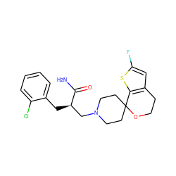 NC(=O)[C@H](Cc1ccccc1Cl)CN1CCC2(CC1)OCCc1cc(F)sc12 ZINC000095558619