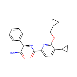 NC(=O)[C@H](NC(=O)c1ccc(C2CC2)c(OCC2CC2)n1)c1ccccc1 ZINC000150034427