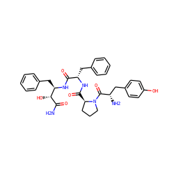 NC(=O)[C@H](O)[C@@H](Cc1ccccc1)NC(=O)[C@H](Cc1ccccc1)NC(=O)[C@@H]1CCCN1C(=O)[C@@H](N)Cc1ccc(O)cc1 ZINC000299861922